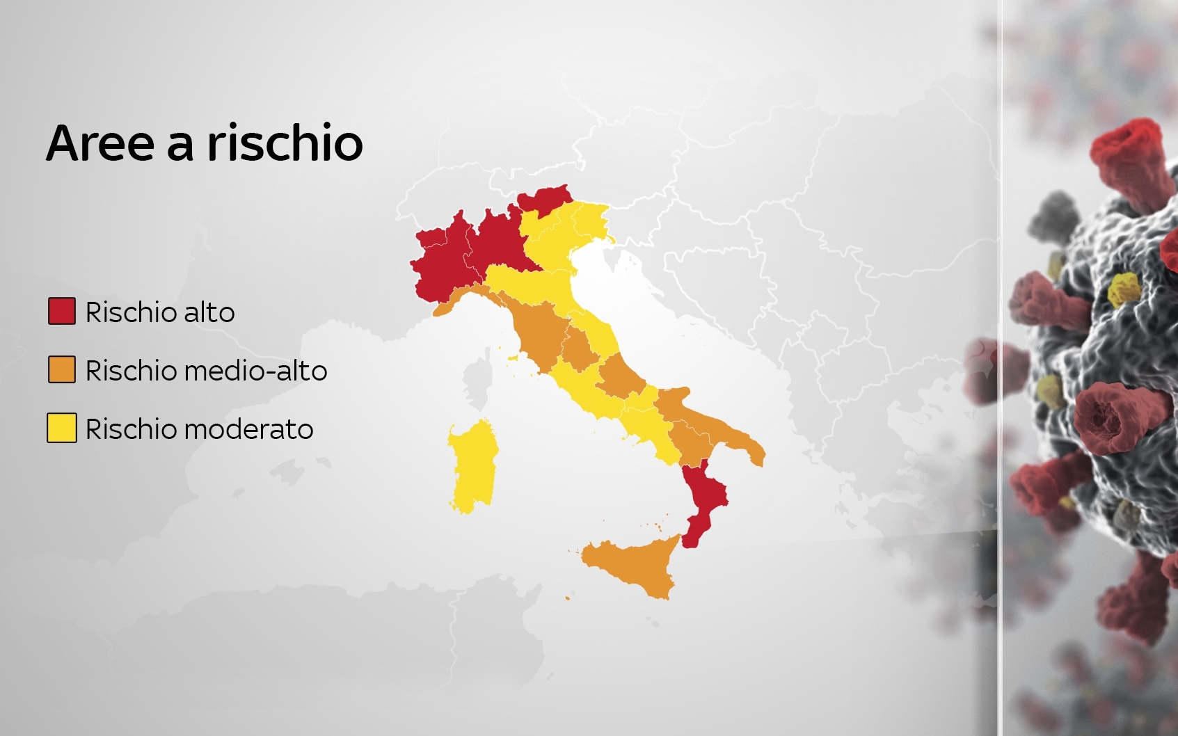 Covid: la mappa delle regioni in zona rossa, arancione e